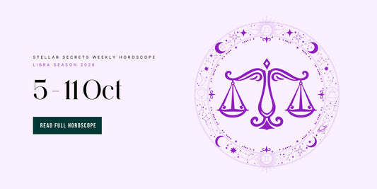 Stellar Secrets weekly horoscope banner - 5 Oct - 11 Oct 2026